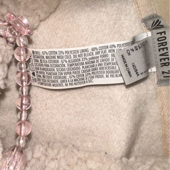 Cream sherpa lined hoodie, forever 21 active wear line women’s Small - Picture 8 of 10